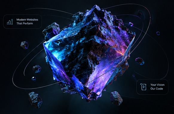 Electric blue and violet crystalline digital sculpture